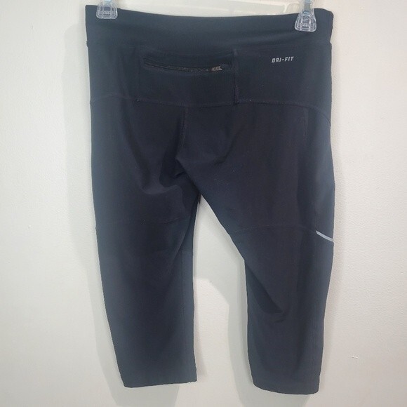Nike Dri-Fit Elastic Drawstring Waist Crop Running Workout Pants Black small - Picture 6 of 7
